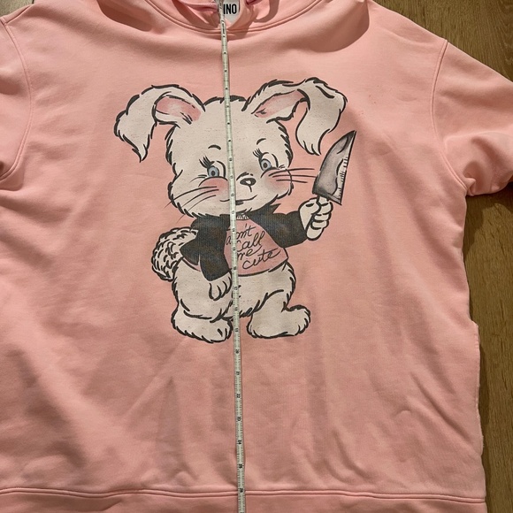 AUTHENTIC oversized MOSCHINO unisex DON'T CALL ME CUTE hoodie Pink sz M - Picture 10 of 11
